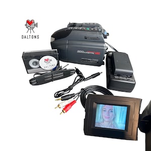 Panasonic VHS-C Camcorder Palmcorder Bundle + New battery Cables Tested and Working Y2K