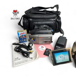 Panasonic VHS-C Camcorder PV-L758D Palmcorder  Bundle + New battery  Cables Tested and Working | Get Real  Y2K Home Video Aesthetic