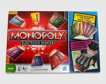 Juego de mesa Monopoly de banca electrónica, cajero automático completo y en funcionamiento (versión vintage).