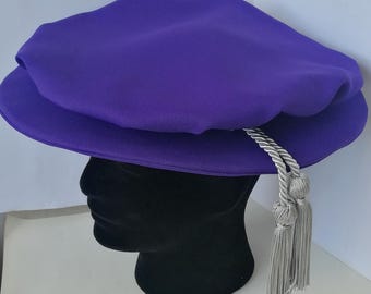 London Metropolitan doctoral bonnet, purple PhD bonnet, custom made to fit your head.