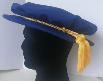 Open University doctoral bonnet,  blue PhD bonnet, custom made to fit your head.