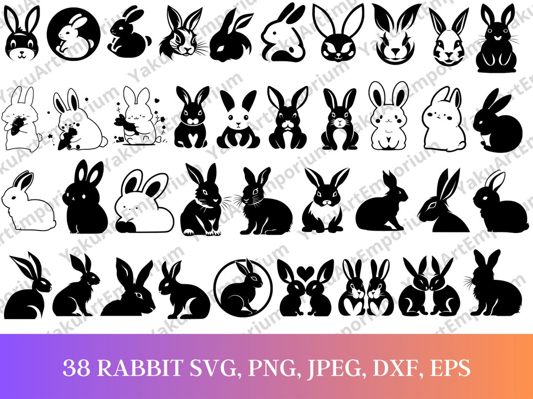 Rabbit Svg BundleBunny Clipart Bunny Svg Dxf Pdf Png - Etsy Polska