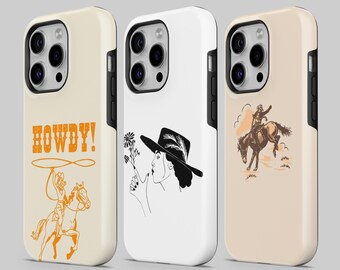 Vintage Cowboy Phone Case TOUGH Cover fit for iPhone 17 Pro Max, 16e, 15, 14, 12 & Samsung S25 Ultra, S24 FE, A56, Pixel 10 XL, 9a, 8