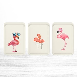 Cartera Magsafe Flamingo, cartera magnética con estampado animal compatible con iPhone 15, iPhone 14, iPhone 13 SE Pro Max Plus