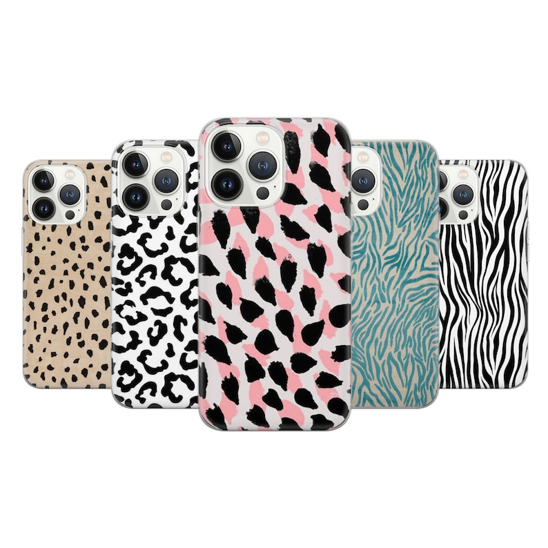 Étui de téléphone imprimé animal sauvage Couverture léopard adaptée pour iPhone 15 Pro Max, 14 Plus, 13, 12, 11, XR, XS et Samsung S23, S22, A54, A53, Pixel 8, 7. image 1