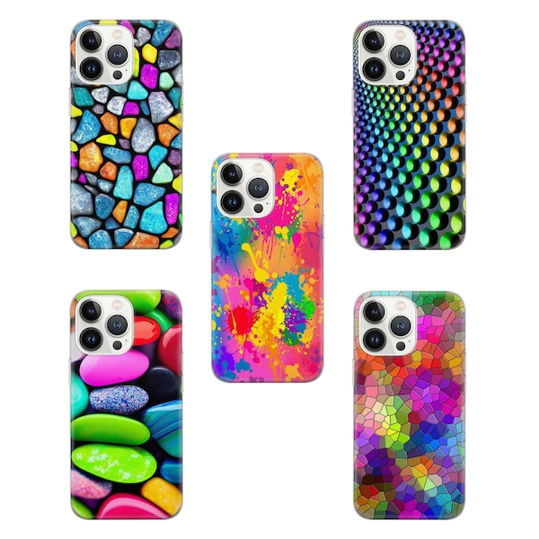 Colorful Phone Case, Rainbow Cover fit for iPhone 15 Pro Max, 14 Plus, 13, 12, 11, XR, XS & Samsung S23, S22, A54, A53, Pixel 8, 7.