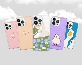 面白いガチョウの携帯電話ケース - かわいいアヒルのカバーは、iPhone 17 Pro Max、16e、15、14、12、Samsung S25 Ultra、S24 FE、A56、Pixel 10 XL、9a、8に適合します