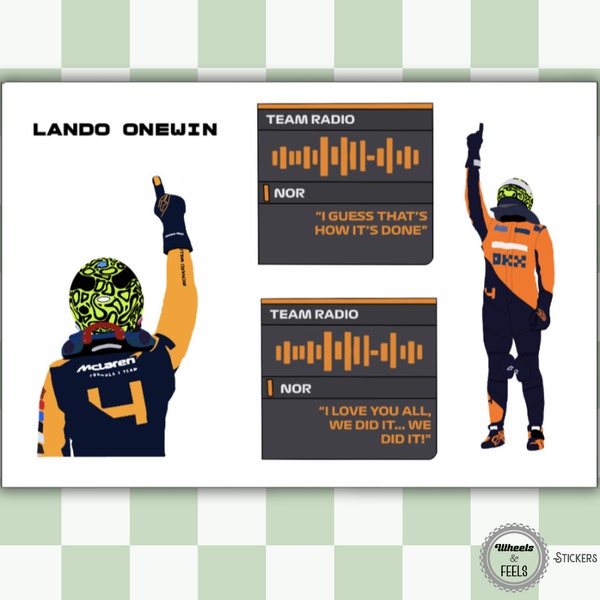 Lando Norris Mclaren Miami GP Win Sticker Pack | Waterbottle Laptop Notebook |