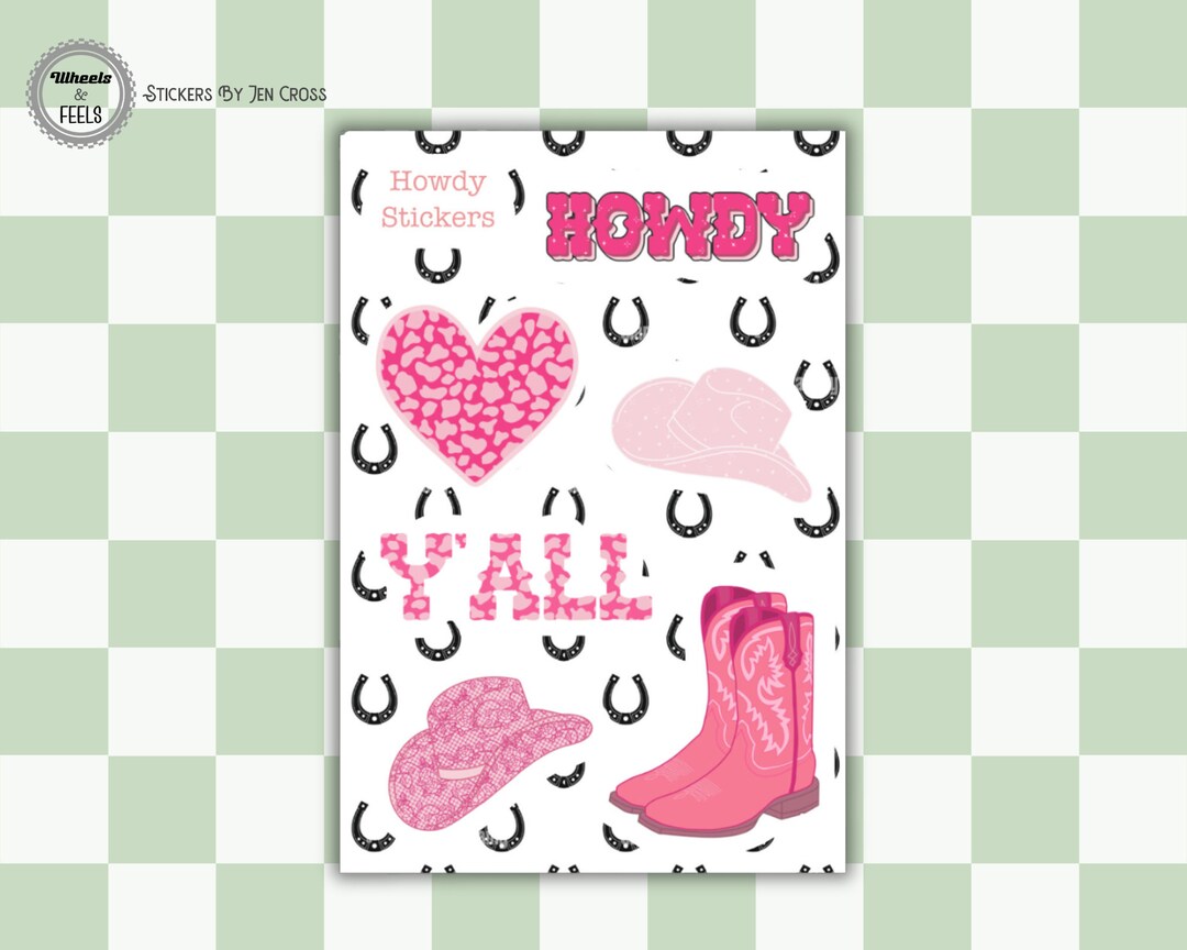 Pink Howdy Cowboy Themed Sticker Sheet Waterbottle Laptop Notebook - Etsy