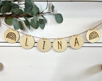 Personalized wooden garland | Name garland | Door sign | Children's room | Baby room |