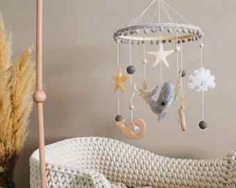 Baby Mobile | Felt Mobile | Whale Mobile | Whale Shell | Newborn