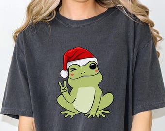 Comfort Colors Frog Shirt Cute Frog Shirt Christmas Frog Tee Happy Frog Shirt Funny Frog Shirt Frog Lover Gift Idea Amphibian Tshirt Froggy