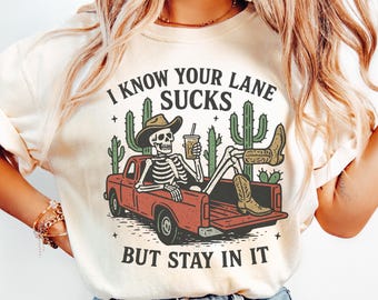 Sarcastic Skeleton Comfort Colors Cowboy Skeleton Shirt Retro Rock n Roll Skeleton Tee Halloween Gothic Skull Shirt Funny Country Cowboy Tee