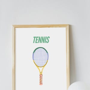 Trendy Tennis Wall Art Digital Wall Art Sports Wall Art Tennis Racquet Wall Art