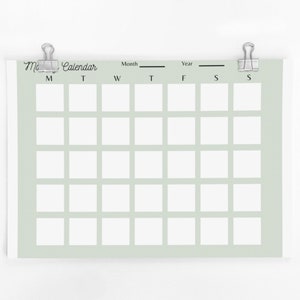 Undated Printable Calendar | Digital Download | Instant Download | Printable PDF | Monthly Calendar | Blank Calendar | Fillable Calendar