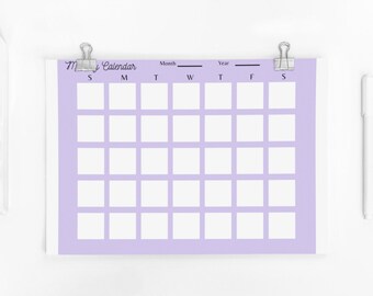 Undated Printable Calendar Digital Download Instant - Etsy