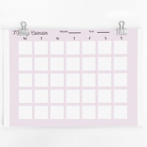Undated Printable Calendar | Digital Download | Instant Download | Printable PDF | Monthly Calendar | Blank Calendar | Fillable Calendar