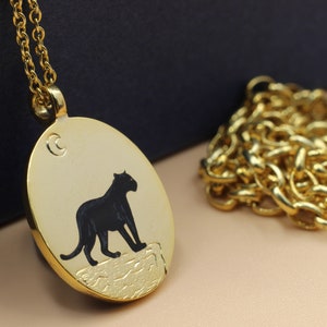 Black Enamel Panther Necklace, Handmade Panther Charm, Dainty Minimalist Jewelry, Personalized Unique Pendant, Birthday Gift