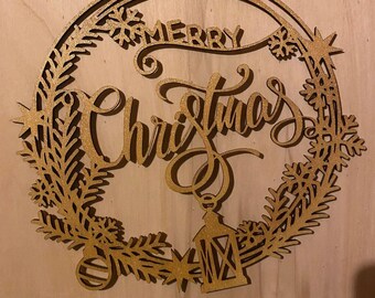 Christmass Door/Wall Ornament Laser Cut Template svg, dxf, AI bestanden