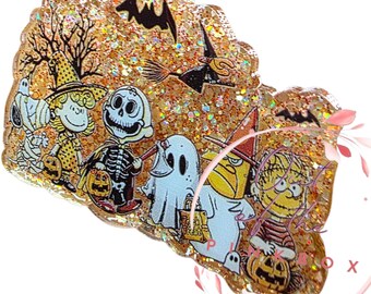 Halloween Badge Reel: Glittery Trick-or-Treat Characters Retractable ID Holder