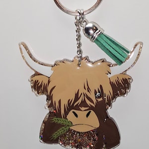 Highland cow key chain