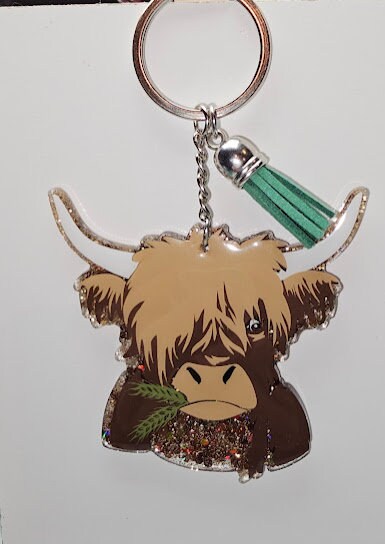 Pom Pom Keyring Highland Cow Keychain Wrendale Designs 'Gordon