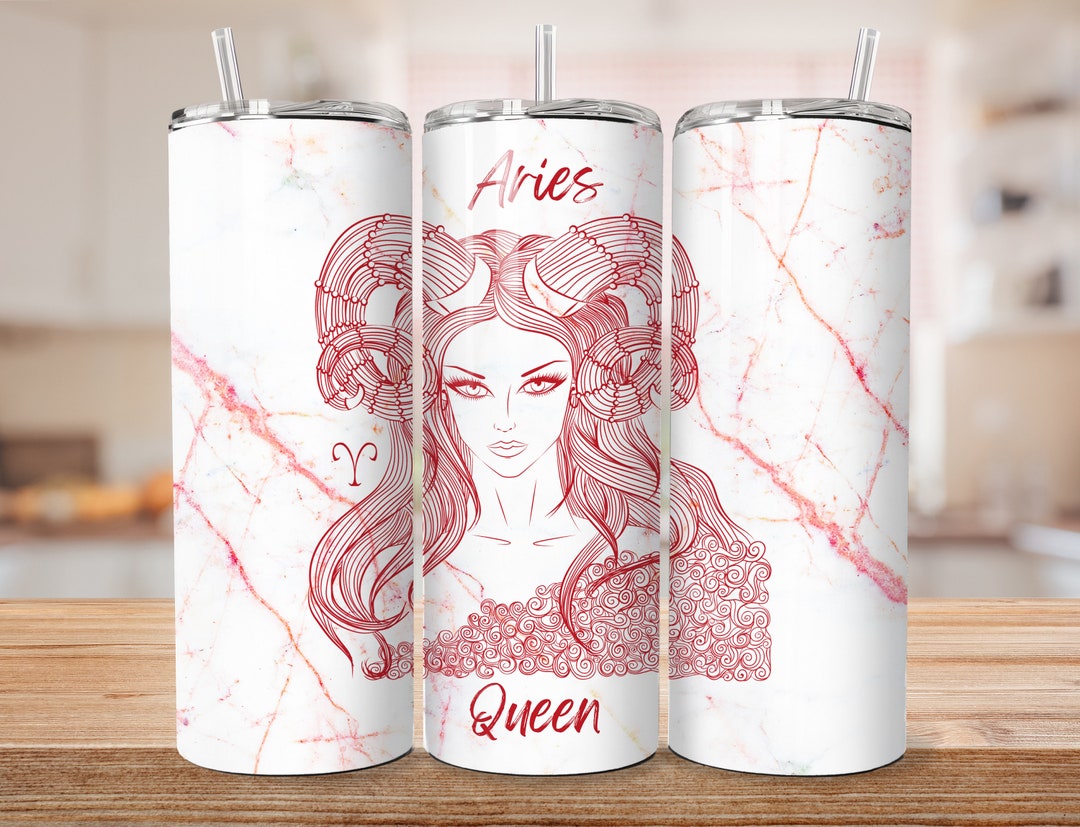 Aries Queen 20 Oz Skinny Tumbler Sublimation Design Digital Download