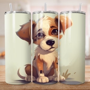 Puppy Play 20 oz Skinny Tumbler Sublimation Design Digital Download PNG Instant DIGITAL ONLY, Puppy Ears Tumbler Wrap