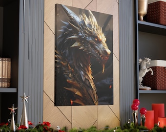 Arte de lienzo de dragón generativo AI Diseño de dragón creado por AI en 3 tamaños exclusivos Decoración única para amantes de la fantasía Lienzo Gallery Wraps