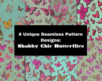 10 páginas de impresión digital Shabby Chic sin costuras páginas de Scrapbooking estampados de flores Shabby Chic Scrapbooking chatarra diario impresiones arte mariposa