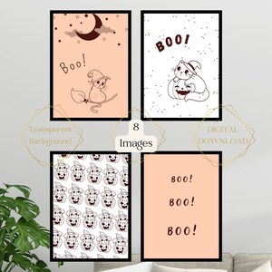 Halloween Wall Art, Printable, Digital Download, Transparent background