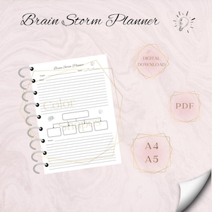 Brain Storm Planner Printable, Organize Ideas, Digital Download