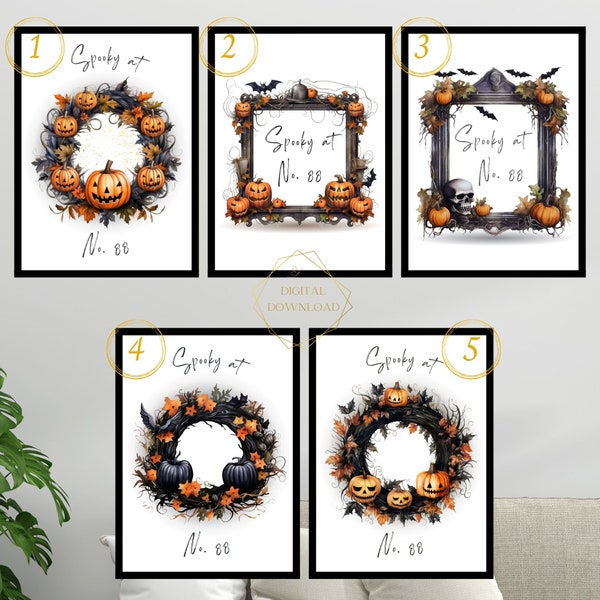 Spooky House Personalised Print, Halloween Wall Art, Autumn, Wreath, Printable, Digital Download, Custom Home Sign