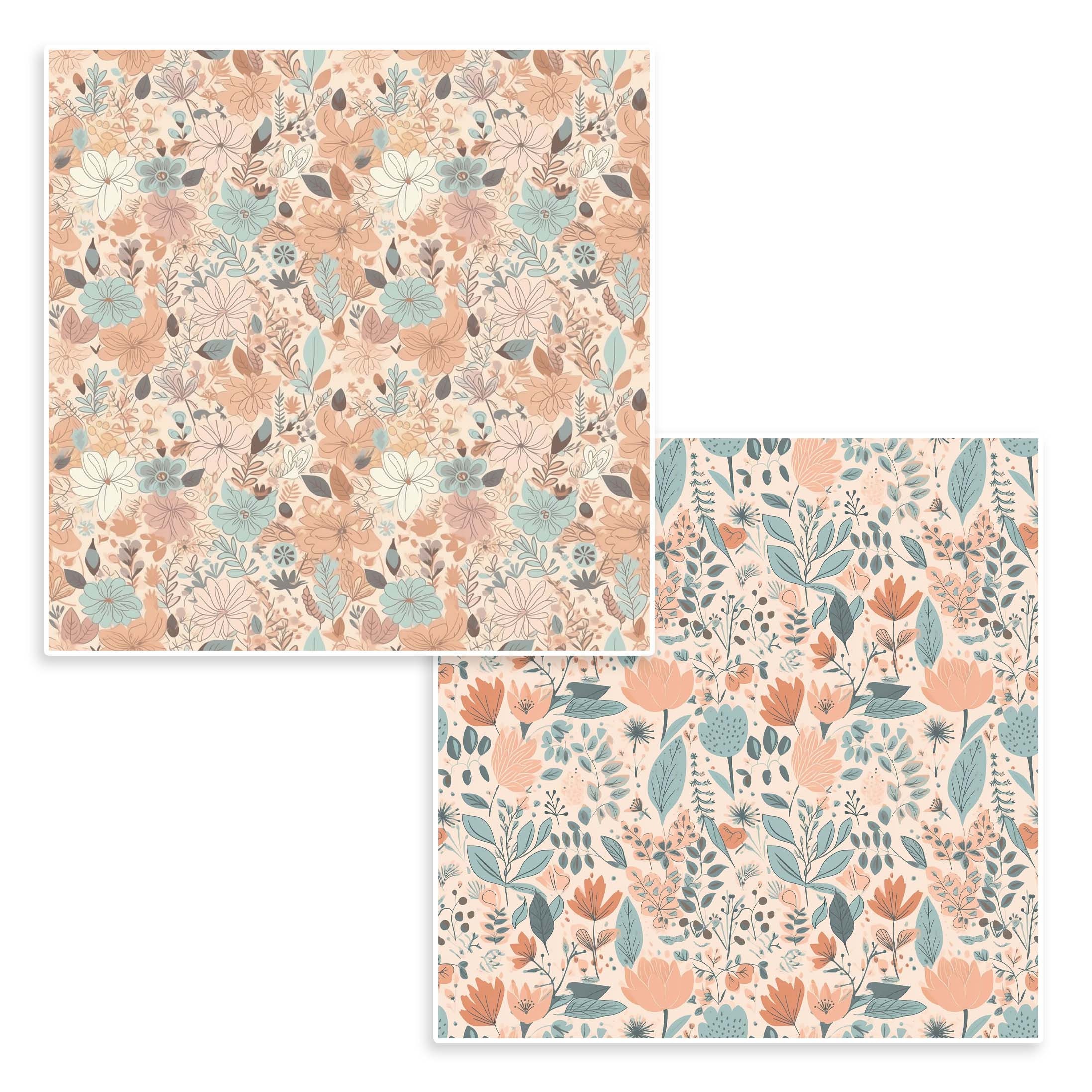 12 Retro Pastel Floral Printable Papers Seamless Pattern Scrapbook ...