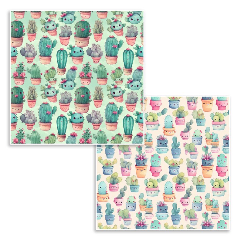 12 Cute Watercolor Cactus | Seamless Designs and Patterns | Use in ...
