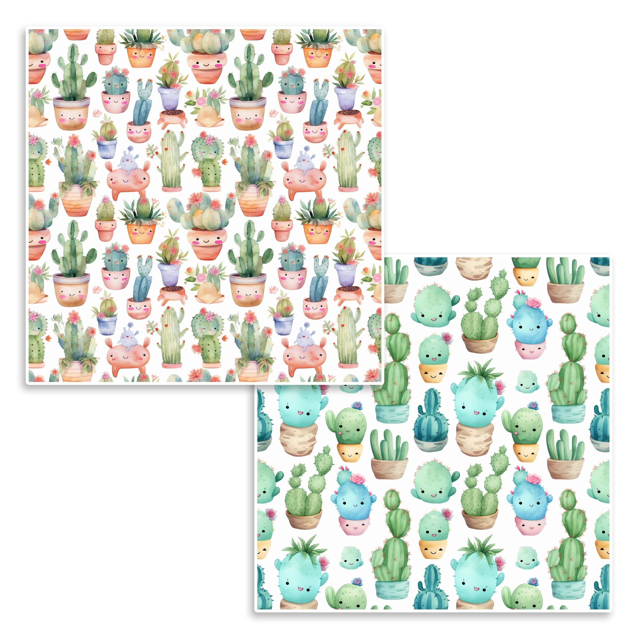 12 Cute Watercolor Cactus | Seamless Designs and Patterns | Use in ...