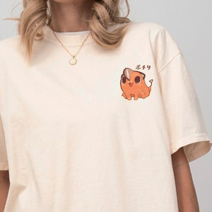 Słodka koszulka Pochita Chainsaw Man, Oversize T-shirt unisex, Słodka koszulka anime, Chibi Chainsaw Devil, Prezent dla niego, Prezent anime, Subtelny gadżet anime