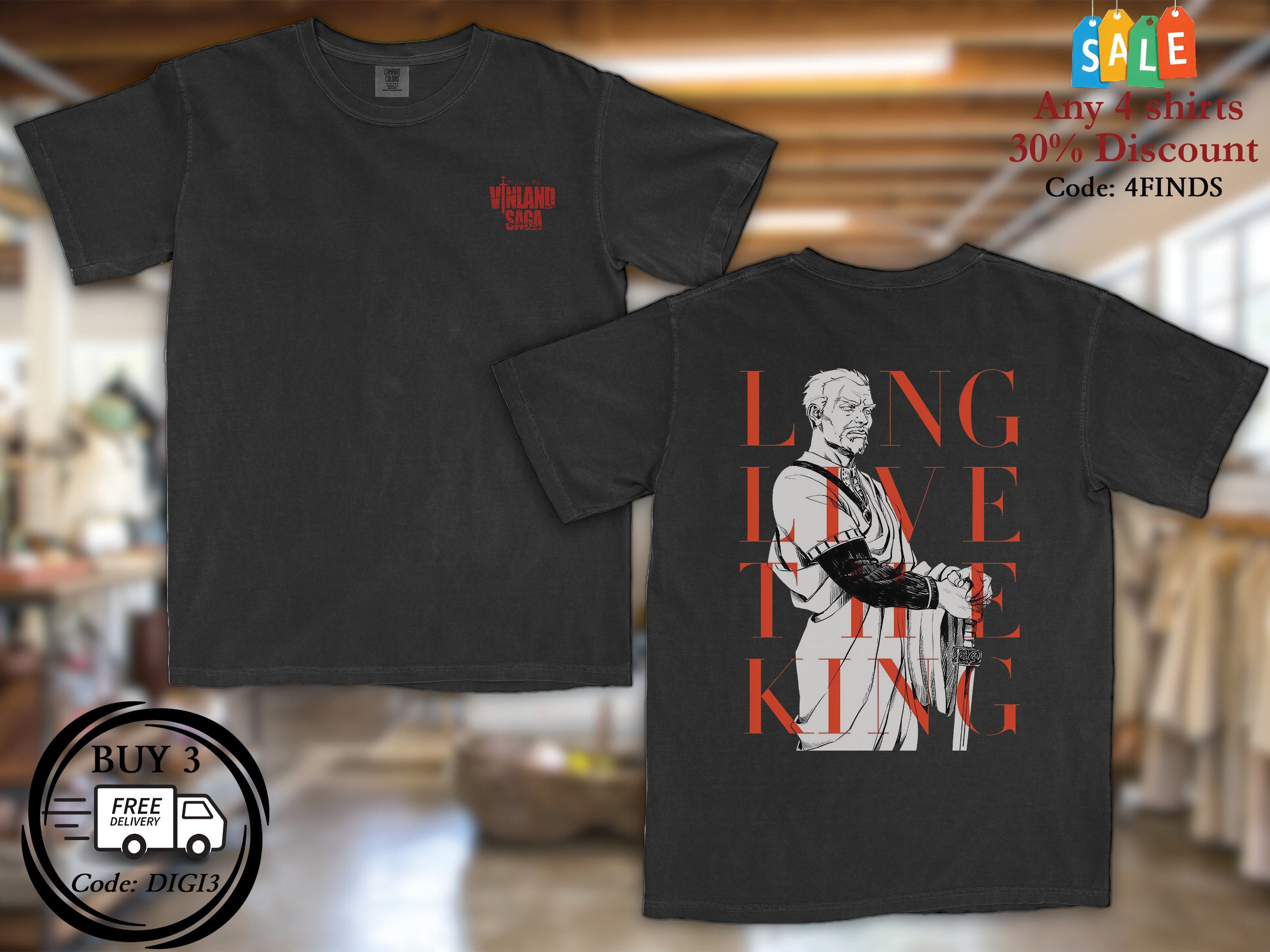 Long Live The King Vinland Saga Shirt,Askeladd,Thorfinn,Oversize Anime Shirt,Anime Gift,Gift for Him,Viking Warrior,Anime Clothes,Streetwear