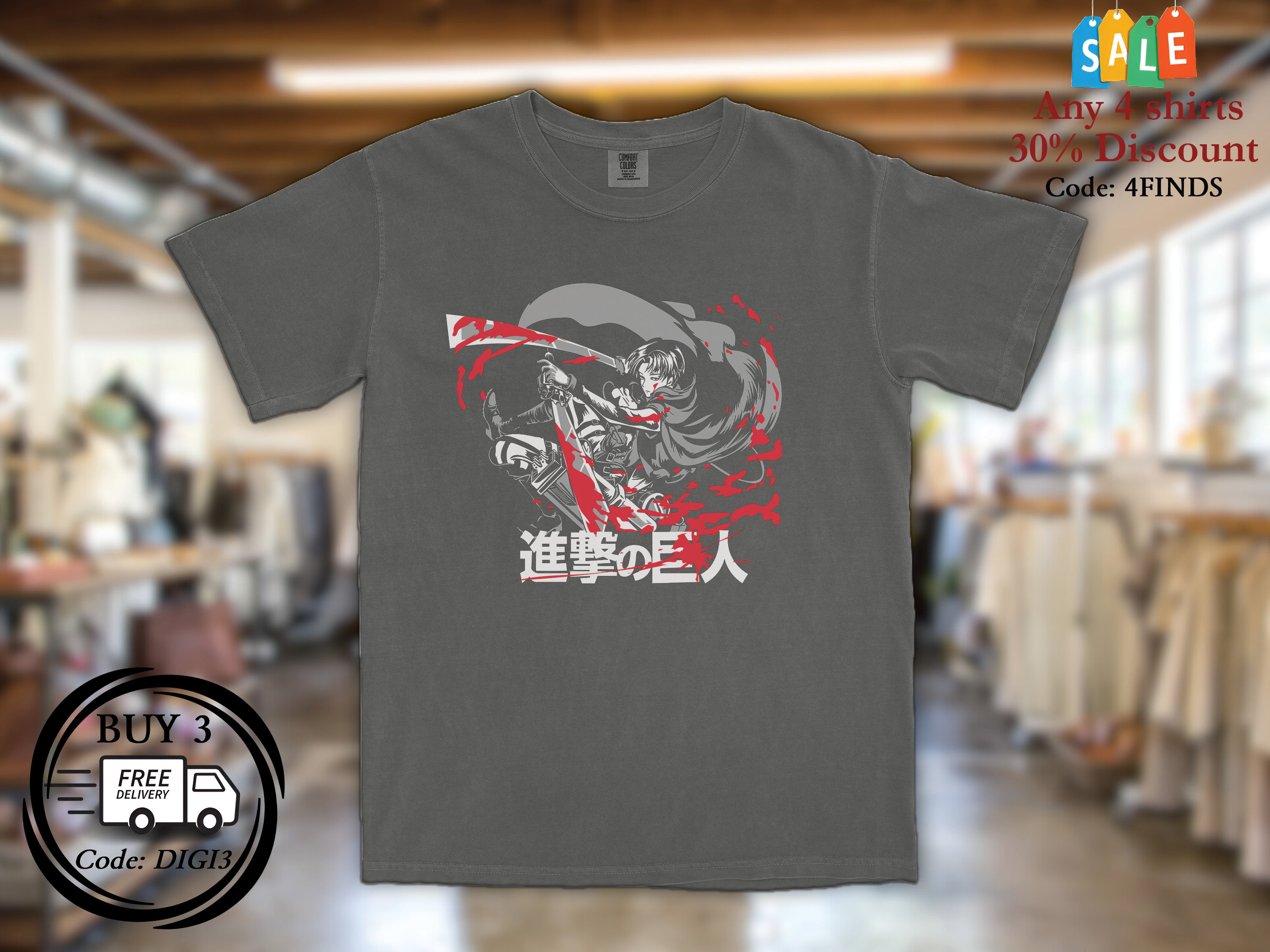 T-shirt Oversize Anime Attack On Titan – Style Vintage Lavé, Streetwear, Unisexe, Neuf Avec étiquettes