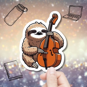 Kawaii Faultier Aufkleber, Baby Faultier Aufkleber, Kinder Faultier Aufkleber, Süßer Faultier Aufkleber, Animierter Tieraufkleber, Anime Tier, Musikliebhaber Geschenk