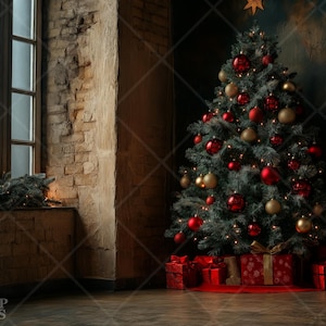 Christmas Digital Backdrop Holiday Portrait Photography Background Composite Studio Prop
