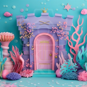 Underwater Digital Backdrop Mermaid Princess Fantasy Background Kids Whimsical Studio Photography Composite Portrait