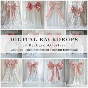 Rosa Schleife Digital Backdrop Set Elegante Porträt Fotografie Hintergründe Studio Photo Prop Hochzeit Hintergrund Mutterschaft Foto Hintergrund