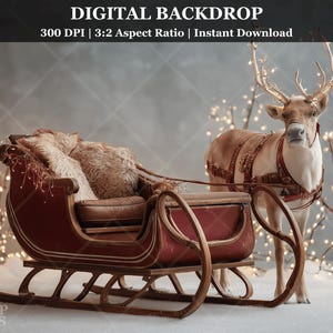 Digital bakgrund med julrensläde, vintersnöljus, studiofotobakgrund, mini-semesterfotograferingar