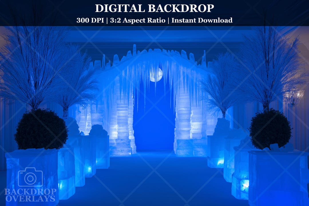 Ice Castle Digital Backdrop Winter Wonderland Photography Background ...