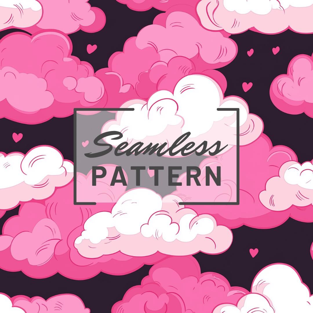 Pink Clouds Seamless Pattern Night Sky Tile Background Repeating Design ...