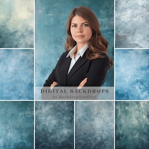 Old Masters Digital Backdrops Photography Background Bundle Blue Gray Green Fine Art Studio Portraits