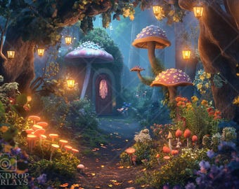 Whimsical Fairy Forest Digital Backdrop Enchanted Woodland Photo Prop Fantasy Photography Background