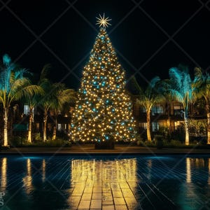 Christmas Digital Backdrop Festive Tropical Holiday Photography Background Studio Family Portrait