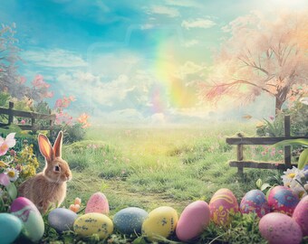 Easter Digital Backdrop Easter Bunny Digital Background Spring Portraits Kids Backdrop Overlays Composite Photography PNG